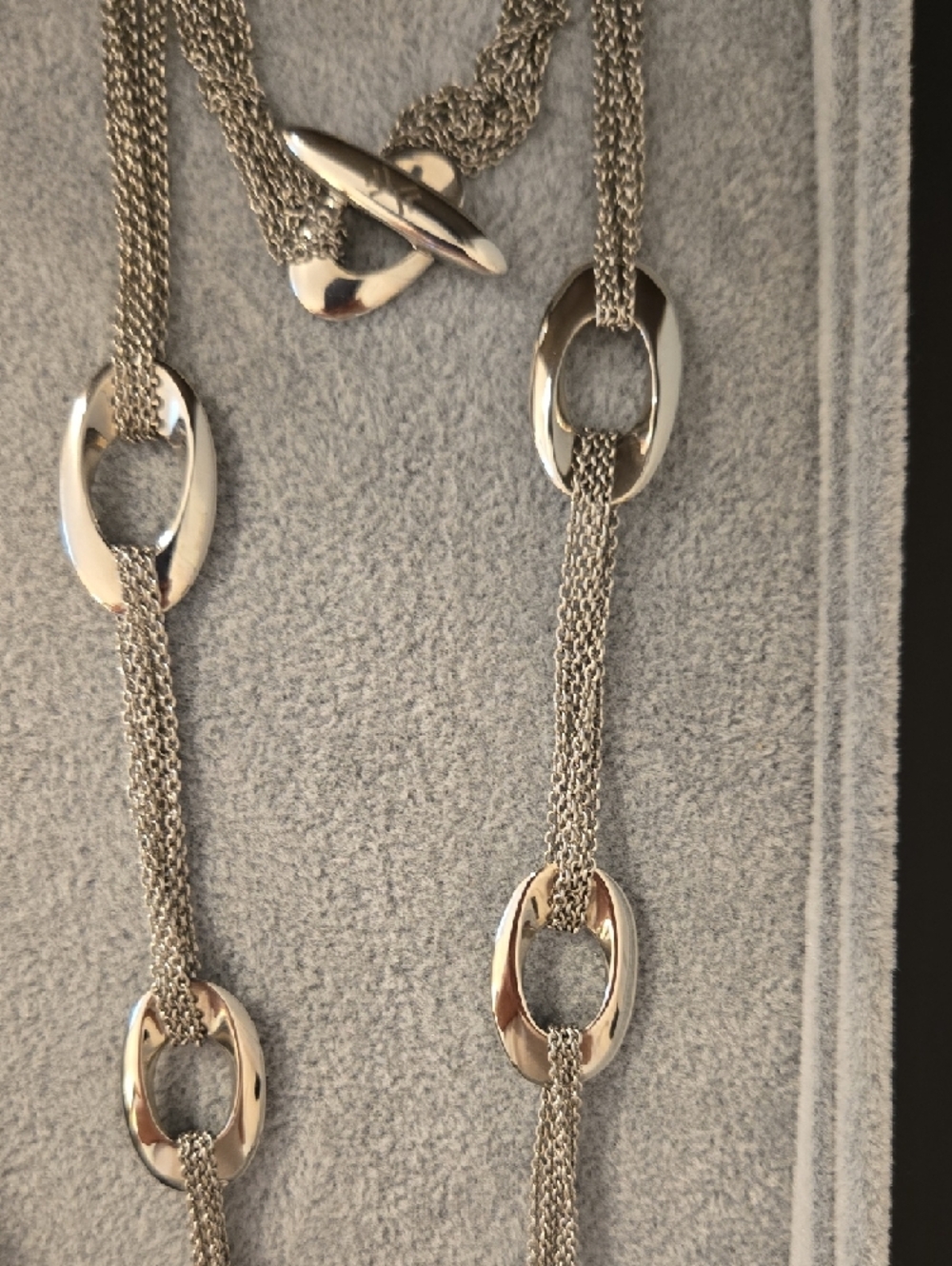 Skagen Stainless Steel Multi-Strand Necklace with Oval Link Accents